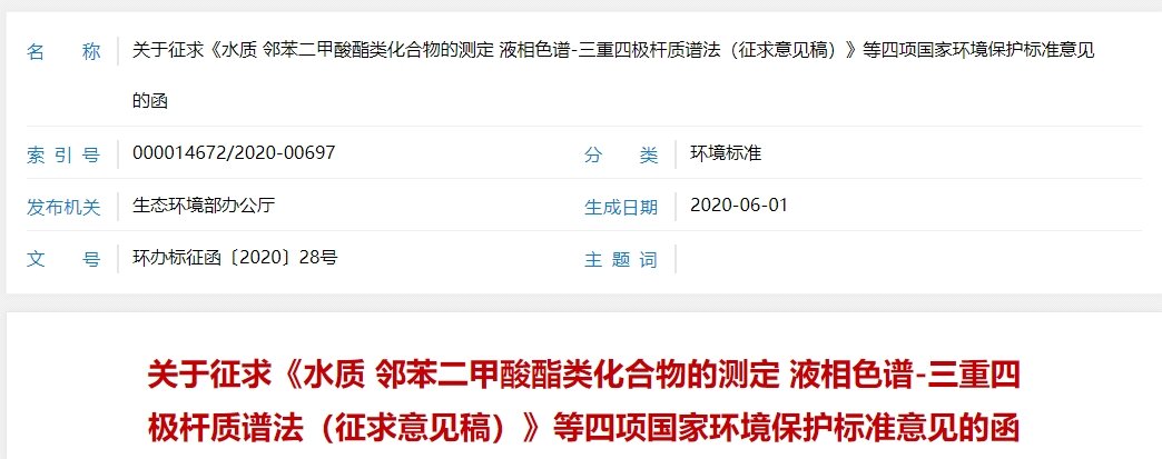 水质检测(监测)标准征询建议 水质检测(监测)标准征询建议